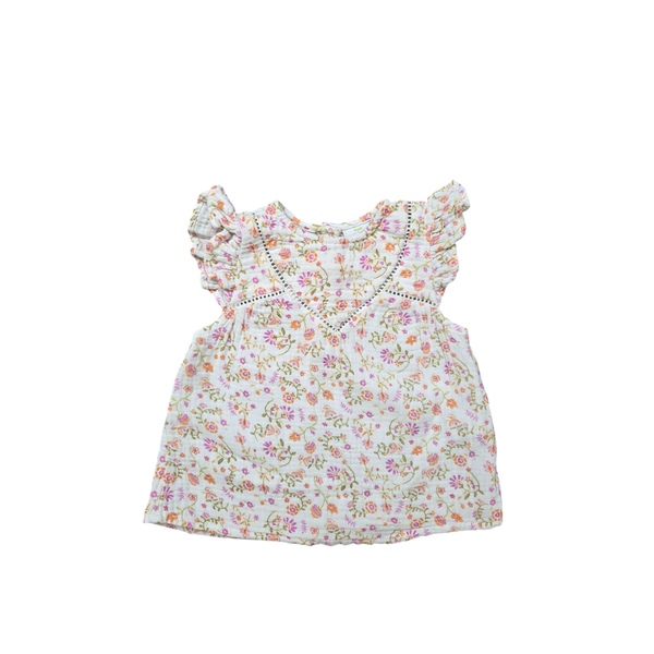 Blouse écru à fleurs
