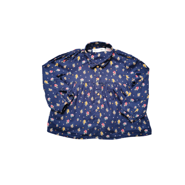Blouse bleue fleurie