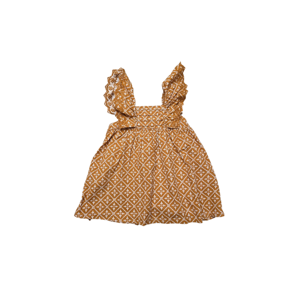 Robe ocre à motifs