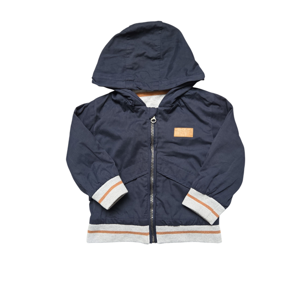 Veste bleue mi saison à capuche