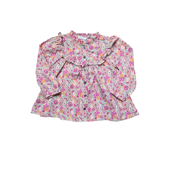 Blouse rose à motifs