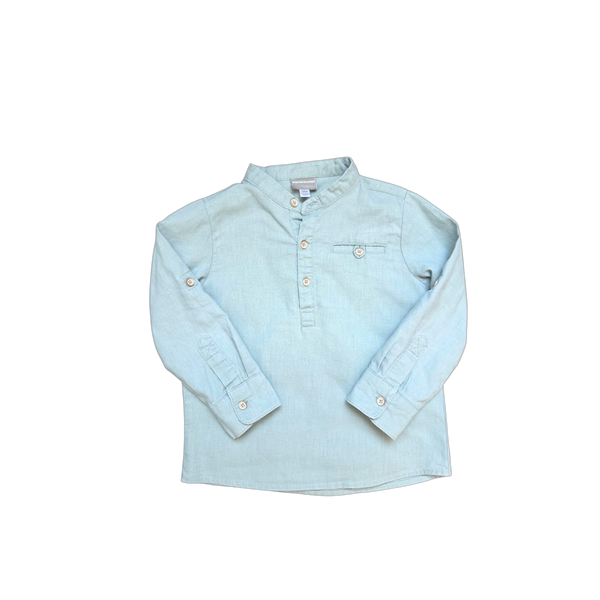 Chemise en lin vert d'eau