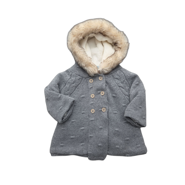 Veste grise en maille à capuche