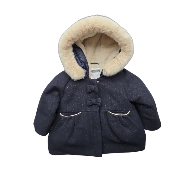 Manteau chaud bleu marine à paillettes