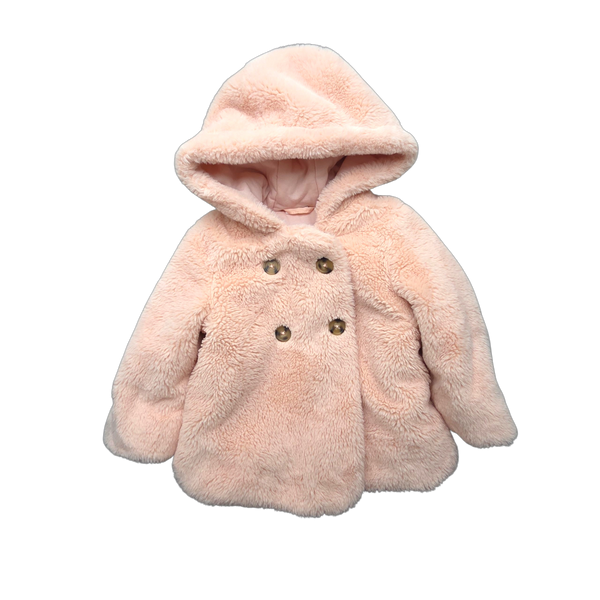Manteau rose effet fourrure