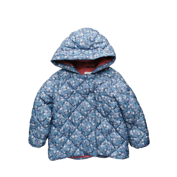 Doudoune bleue à motifs fleurs