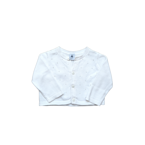 Gilet blanc Petit Bateau en maille fille 12 mois, vêtement toutes saisons seconde main