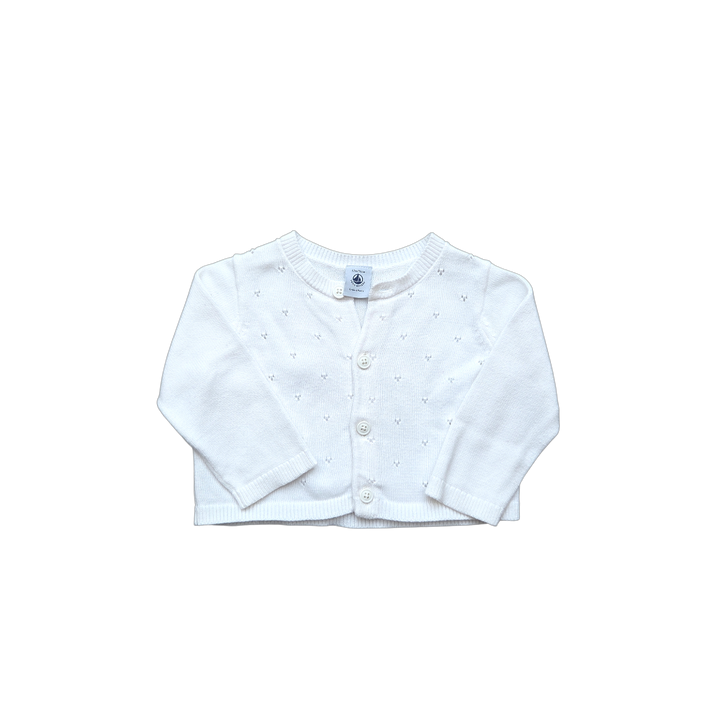 Gilet blanc Petit Bateau en maille fille 12 mois, vêtement toutes saisons seconde main