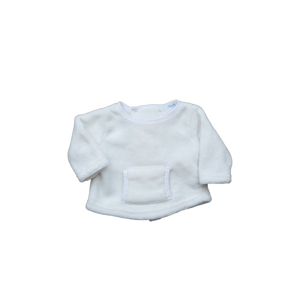 Pull blanc polaire Bout’chou fille 1 mois, automne hiver, seconde main