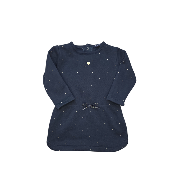 Robe bleue marine à pois 6 mois vêtement occasion fille